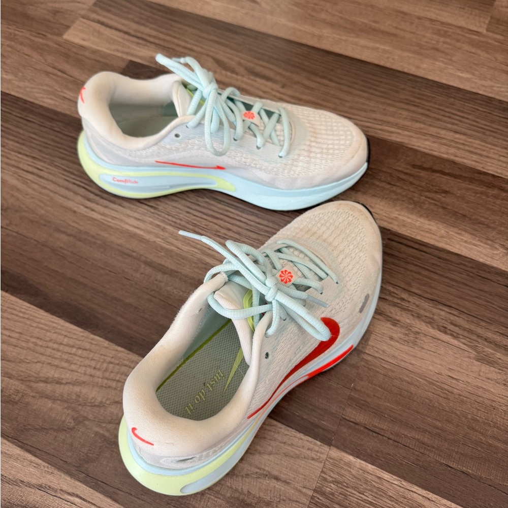 Nike Cream and Red Athletic Sneakers